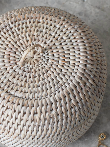 Caja de Almacenamiento Redonda de Ratán Ecológica, Cesta Tejida Natural con Tapa, Organizador Decorativo para Sala de Estar, Dormitorio, Decoración del Hogar - Product Image 5