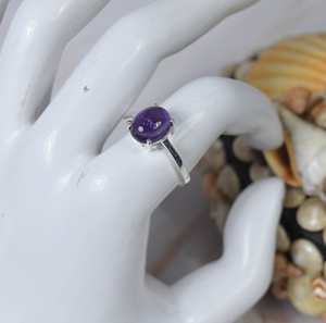 แหวนพลอยอัญมณีแกะสลักรูปวงรีทรงรีจากอเมทิสต์ธรรมชาติ925แหวนแฟชั่นสำหรับปาร์ตี้ทำจากเงินสเตอร์ลิงสำหรับผู้หญิง - Product Image 5