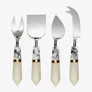 Juegos de queso de metal de diseño increíble con mango de resina acabado dorado para uso en hoteles cuchillos de queso juegos de esparcidor de mantequilla - Product Image 2