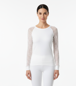 Traje Térmico para Mujer, Color Blanco Escarchado, Manga Larga, Tejido Suave, Cálido y Transpirable, Diseñado para un Elegante Uso Invernal - Product Image 4