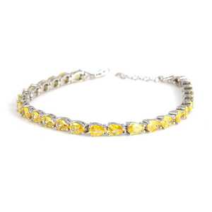 925 Sterling <b>Silver</b> Crystal <b>Bracelet</b> with Small Teardrop Yellow Citrine Stone Elegant <b>Bangle</b> - Product Image 1