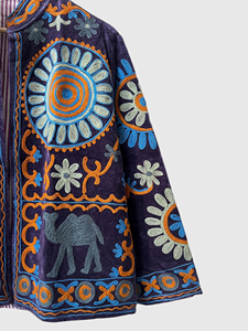 Veste en velours brodée à fleurs à col mandarin et manches longues, taille plus, vêtements d'automne pour femmes - Product Image 5