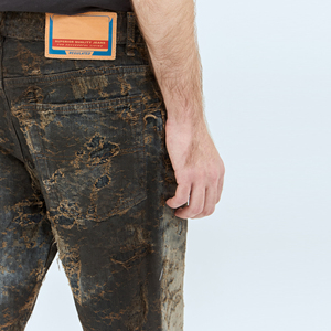 Pantalones vaqueros personalizados de tela vaquera con revestimiento de Jacquard, pantalones vaqueros desgastados negros de algodón de tiro medio con opciones personalizadas, precio al por mayor de alta calidad - Product Image 6