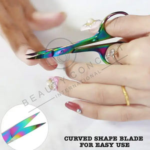 กรรไกรตัดเล็บสแตนเลส ปลายแหลม ดีไซน์สวยงาม สีรุ้ง นานาชาติ สำหรับดูแลหนังกำพร้า เป็นมิตรต่อสิ่งแวดล้อม สำหรับคนถนัดขวา - Product Image 6