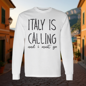 Italy Is Calling <b>Long</b> <b>Sleeve</b> T-<b>Shirt</b> <b>Compressed</b> & Plus Size with Promotional Appeal - Product Image 3
