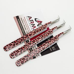 แหนบต่อขนตาปลอมพิมพ์ลายเสือชีตาห์แยก90องศาติดฉลากส่วนตัวพร้อมพัดลมที่ดีและแหนบปลายแหลม - Product Image 3