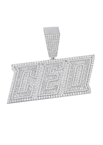 Colgante CEO con Moissanita de Corte Baguette y Redondo, Plata 925 con Baño de Rodio, Regalo de Lujo Unisex - Product Image 2