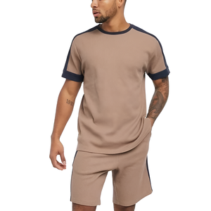 Men's Casual Color Block Tracksuit <b>Short</b> Sleeve Crew Neck <b>Top</b> <b>and</b> <b>Shorts</b> <b>Set</b> - Product Image 1