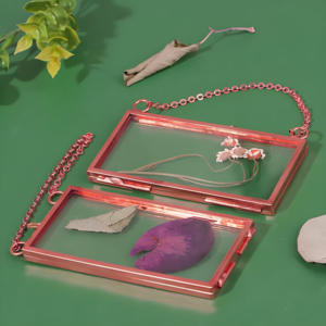 Handmade Gold & Rose Gold Metal Framed Glass Photo <b>Frame</b> for Pressed Flowers & Leaves Elegant Hanging Tabletop Display - Product Image 6
