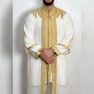 Tenue Marocaine Traditionnelle 3 Pièces pour Homme Style Classique Thobe Jabador Djellaba Jubba Robe Confortable Printemps Automne - Product Image 1