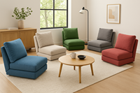 EVERGREENWEB Canapé-lit futon moderne sans accoudoirs ni dossier, pliable, extensible, 5 niveaux, avec housse, pouf confortable 2-en-1 convertible simple