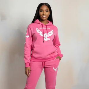 Sudadera con Capucha Extra Grande, Lavada al Ácido, Desgastada, con Estampado Puff, de Poliéster/Algodón, Estilo Urbano, con Logotipo Personalizado, Vintage para Mujer - Product Image 1