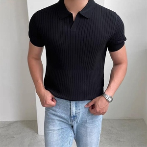 Men's Solid Color Polo Shirt Half Sleeve Turn <b>Down</b> Collar Lightweight Breathable Summer Casual Wear Wholesale T-Shirt - Product Image 2