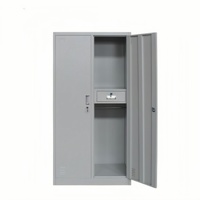 Armoire de rangement en acier à 2 portes, armoire de rangement en métal pour employés avec tiroirs et serrure