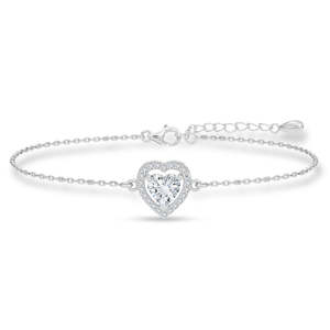 NOVAMART Fine Adorable Silver Heart Solitaire Chain <b>Bracelet</b> with Adjustable Wholesale Export - Product Image 1