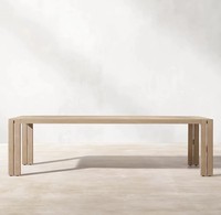 Ensemble table et chaises d'extérieur modernes en teck massif de Foshan, résistant à l'eau et aux UV, pour terrasses de plage, villas, halls d'hôtels, cours