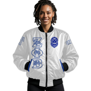 Veste en satin bleu et blanc pour femmes Zeta Phi Beta, vêtements grecs de la sororité ZPB, broderie du bouclier de 1920, vêtements de sport de qualité supérieure - Product Image 4