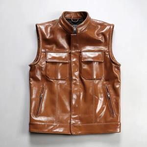 Gilet de mode pour homme très vendu, cuir véritable personnalisé de qualité supérieure, coupe en gros, multi-poches, gilet en cuir de vache pour homme - Product Image 1