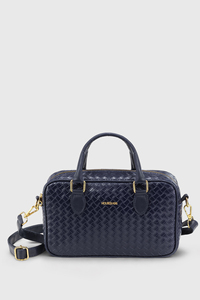 Custom Logo Women's <b>Woven</b> <b>Leather</b> Boston <b>Bag</b> Top Handle Crossbody Handbag OEM ODM Private Label Manufacturer - Product Image 1