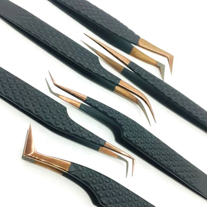 Pince à épiler professionnelle à pointe en fibre de marque privée en gros pince à épiler d'extension de cils pince à épiler d'extension de cils de volume - Product Image 4