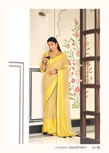 Sari Georgette de diseñador indio Premium en estilo pakistaní, blusa estampada bellamente sin peso para ropa de fiesta de boda para mujer - Product Image 4