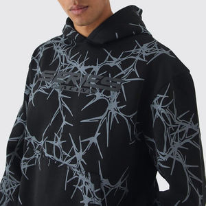 Sudadera con capucha de gran tamaño con logotipo personalizado para hombre, ropa de calle de alta calidad, sudaderas con capucha estampadas de gran tamaño para hombre - Product Image 4