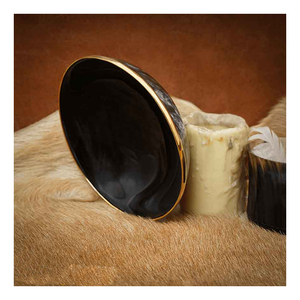 Hot Sale Polished <b>Deep</b> Buffalo Horn <b>Bowl</b> with Customized Size Brass Rim Eco-Friendly & Dishwasher Safe for Restaurants & Parties - Product Image 3