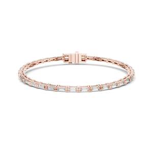 Pulsera de tenis con diamantes de laboratorio de 3.7 CT, corte baguette, en oro de 10, 14 y 18 quilates y plata 925. Opciones en oro rosa, amarillo y blanco. Lujo. - Product Image 3