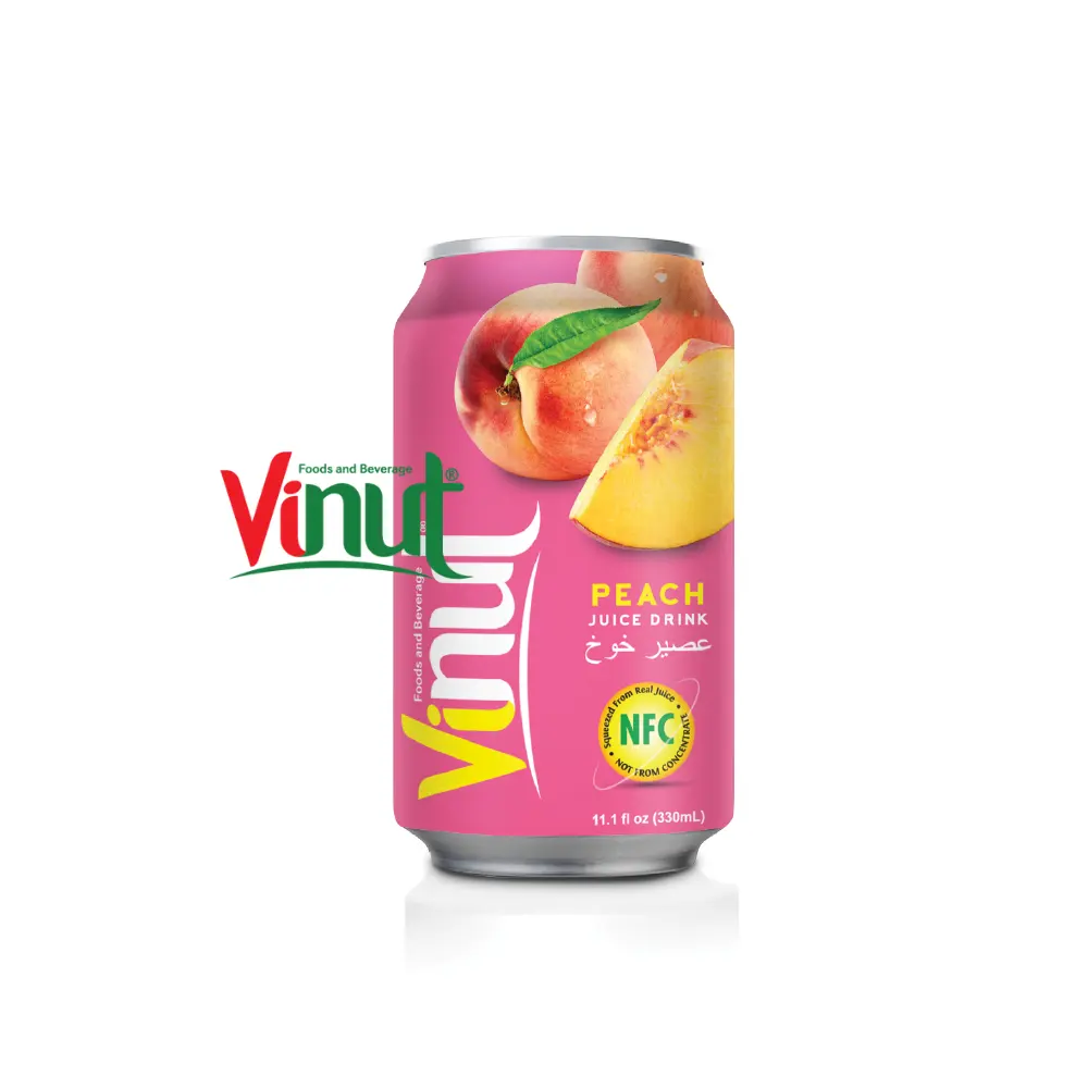 新製品330ml缶詰ビナッツピーチジュースドリンクat Vinut's Band飲料ソフトドリンクプライベートラベルOEMODM HALAL BRC