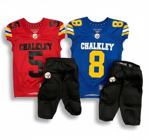 Uniforme de football américain de haute qualité 100% polyester, séchage rapide, respirant, grande taille, lettres personnalisées, sublimation, vente en gros - Product Image 1