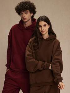 <b>Men's</b> Fashion Custom Warm Winter Streetwear Cotton <b>Fleece</b> Hoodie and <b>Jogger</b> Suit Plain Dyed Two Piece Tracksuit - Product Image 5