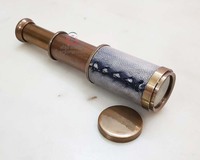 Télescope pirate moderne fait main, jumelles portatives en laiton avec revêtement en cuir, électroplaqué, 16 cm, Tanishka Exports, objet de collection maritime
