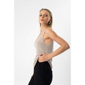 Casual Glittery Knitted Strap <b>Top</b> with Front Logo - Product Image 4