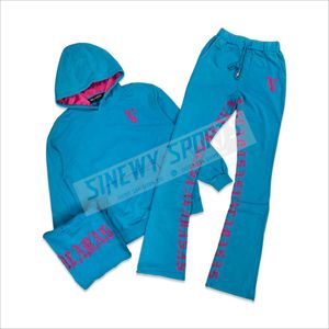 ชุดวอร์มฤดูหนาวแบบสวมหัว พิมพ์ลายลำลอง สไตล์ย้อมสีแบบ Acid Wash พร้อมกางเกงขายาวทรงตรงขาบานสำหรับผู้ชาย - Product Image 3