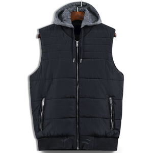 Veste Gilet Noir pour Homme Personnalisable 100% Polyester Respirant Design Hiver Col Brodé Fermeture Éclair Uni S-Vente en Gros - Product Image 1