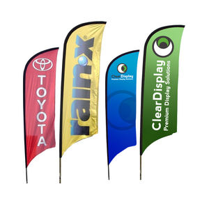 لافتة إعلانية مخصصة من جانب واحد مقعرة على شكل x FT من البوليستر لافتة إعلانية على الشاطئ راية أعلام ترويجية خارجية - Product Image 1