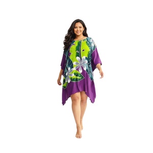 Poncho tropicale in rayon dipinto a mano, copricostume da spiaggia, caftano boho dipinto a mano, abbigliamento da spiaggia - Product Image 2