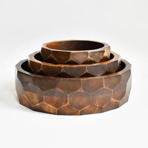 Bol de service rond en bois de haute qualité en laiton AK de couleur noyer avec dessus en métal pour ustensiles de cuisine/vaisselle - Product Image 4