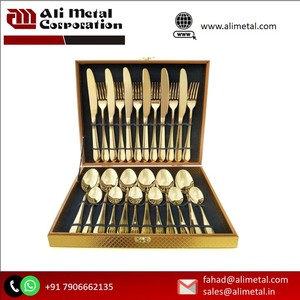 High Quality Decent Flatware Stainless Steel <b>Set</b> <b>Golden</b> Polished Dinnerware <b>Cutlery</b> <b>Set</b> Tableware For Event Party Hotels - Product Image 2