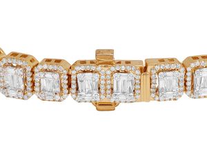 Moissanite <b>Baguette</b> and Round Cut Diamond 925 Sterling Silver Diamond Jewelry Hip Hop <b>Bracelet</b> For Men - Product Image 6