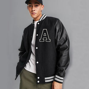 Custom New Men Wool Body Leather Sleeves Embroidered Chenille Patches Varsity Jacket Letterman Baseball College Jacket - Product Image 1