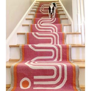 Alfombras de lana ecológicas personalizadas para escaleras, alfombra moderna plana tejida a rayas para decoración del hogar y meditación, estilo Vintage ITHL - Product Image 5