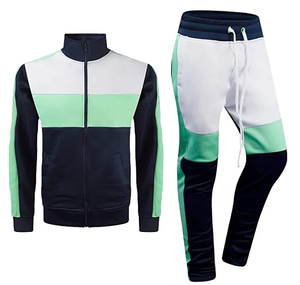 Vente en gros de pantalons de jogging en polyester de luxe avec logo personnalisé survêtement de gym coupe ajustée survêtement deux pièces tissé à fermeture éclair complète pour hommes - Product Image 5