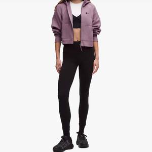 Custom Plain Dyed New High <b>Zip</b> <b>Up</b> <b>Hoodie</b> for Women Vintage Look Oversized Polyester Cotton Casual Winter - Product Image 2