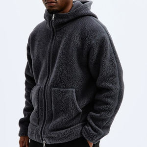 Organic Fleece Men's <b>Hoodies</b> Jackets 100% Polyester Men's Pockets Sweatshirt Jacket Teddy Flannel <b>Full</b>-<b>Zip</b> Hoodie for Men - Product Image 1