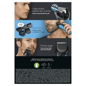 Afeitadora Eléctrica Rotativa para Hombre, Uso en Seco y Húmedo, con Recortadora de Precisión, Peines para Cortar el Cabello, Resistente al Agua IPX7, Triple Cuchilla - Product Image 5