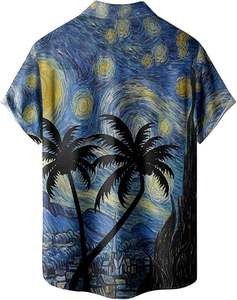 Camisa Hawaiana Aloha de Playa para Hombre, Estilo Casual, Estampado Digital Sólido, Manga Corta, con Botones, Poliéster/Algodón, Secado Rápido, Moda 2025 - Product Image 2