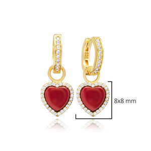 ต่างหูห้อยเงินหินแดง 8x8 มม. เครื่องประดับเงินแท้ขายส่งที่ทําด้วยมือตุรกี - Product Image 5