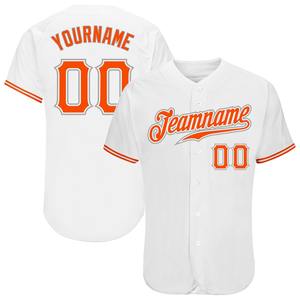 Camiseta de béisbol auténtica blanca Naranja-Gris personalizada ropa de equipo personalizada más vendida - Product Image 1
