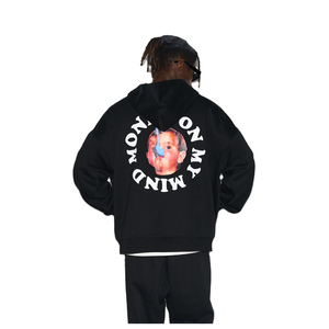 Venta caliente Unisex Oversize Pullover Hoodie con manga larga y bolsillo Color sólido 100% algodón Conjunto de pantalones cortos de 2 piezas - Product Image 2